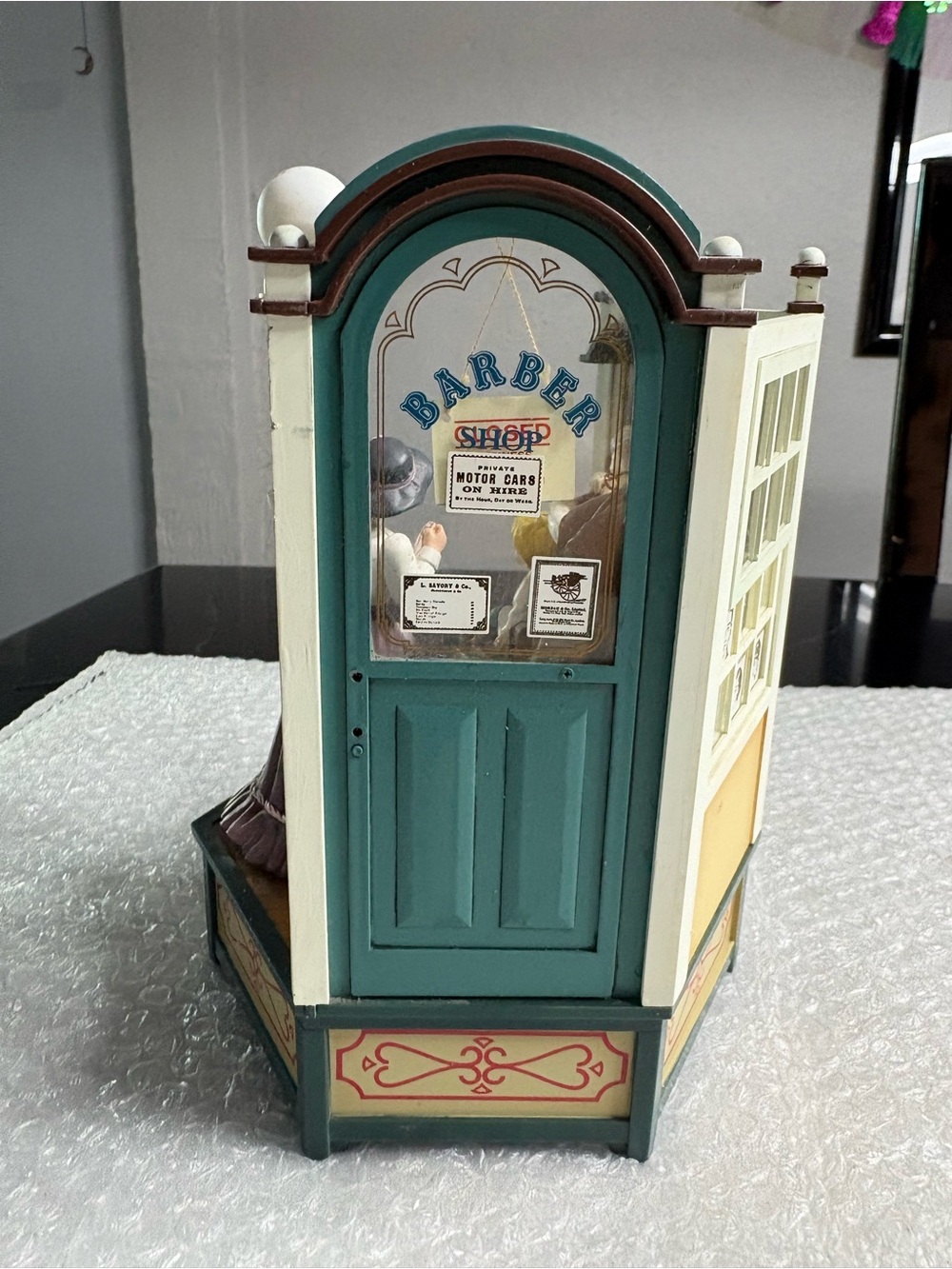 Enesco "Ye Olde Barber Shop" music box from the "Small World of Music" series
